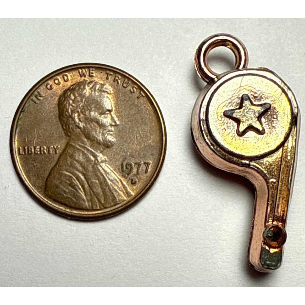 Vintage Cracker Jack Whistle Metallic Charm 1H